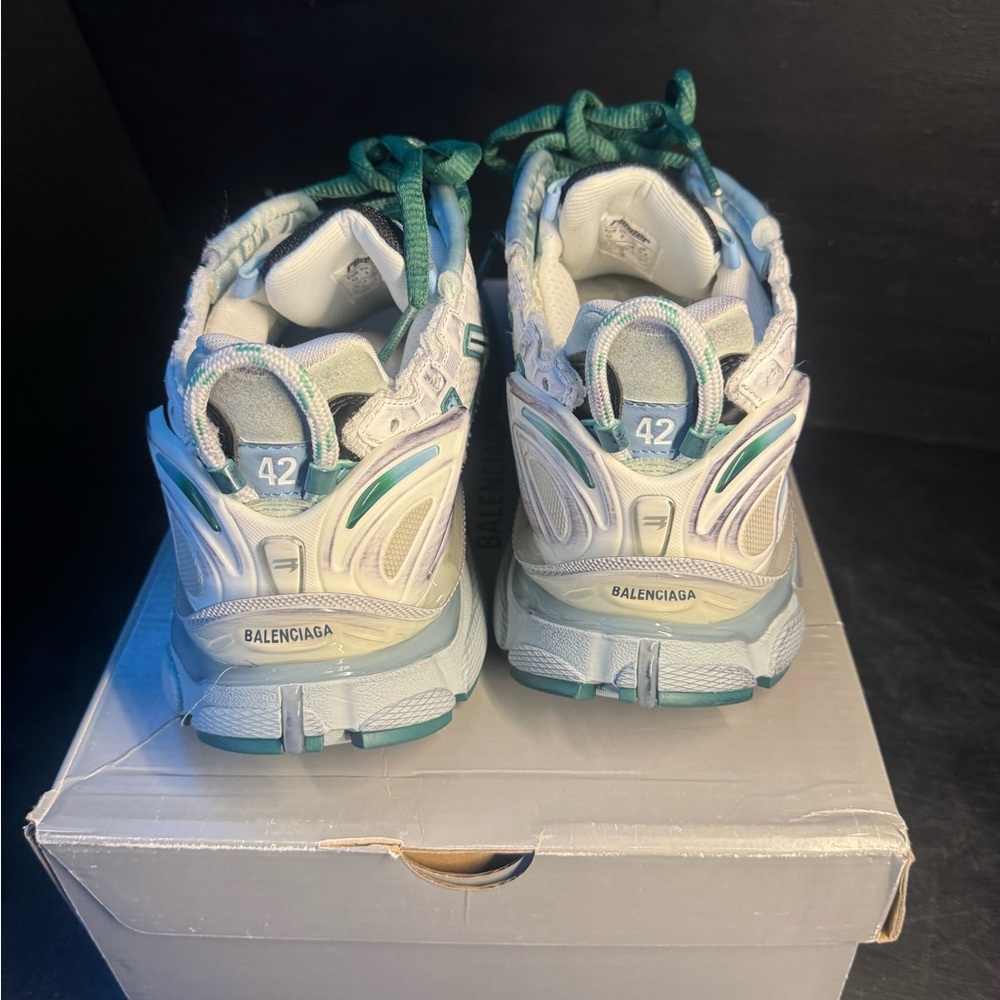 Balenciaga Runner White and Teal Sneakers - Picture 2 of 5